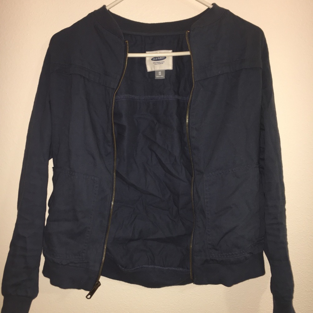 Denim colored bomber jacket